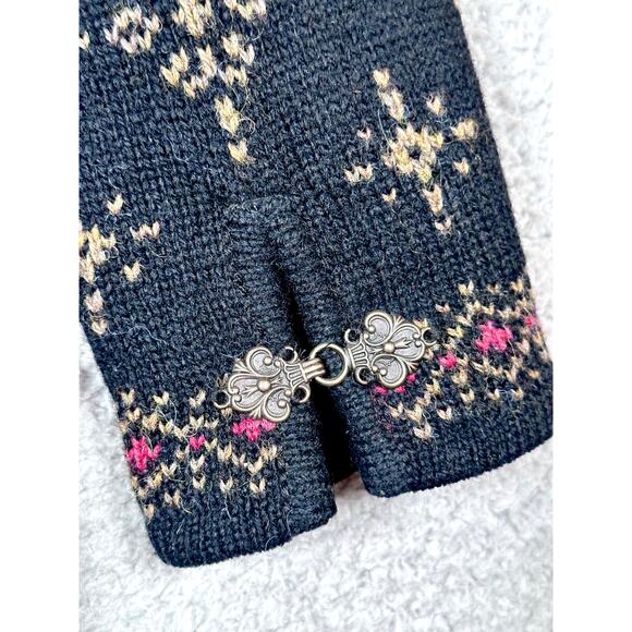 VTG Icelandic Design Wool Sweater Women’s Medium Lined Clasp Hooks Rose Grandma - Picture 12 of 16